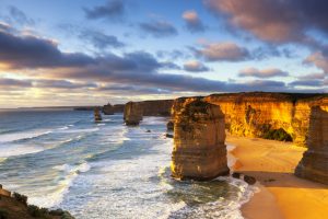 Twelve Apostles at sunset. Great Ocean Road, Victoria, Australia.