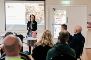 Commissioner McAlary-Smith speaking at the Mount Alexander Shire Small Business Expo in 2025